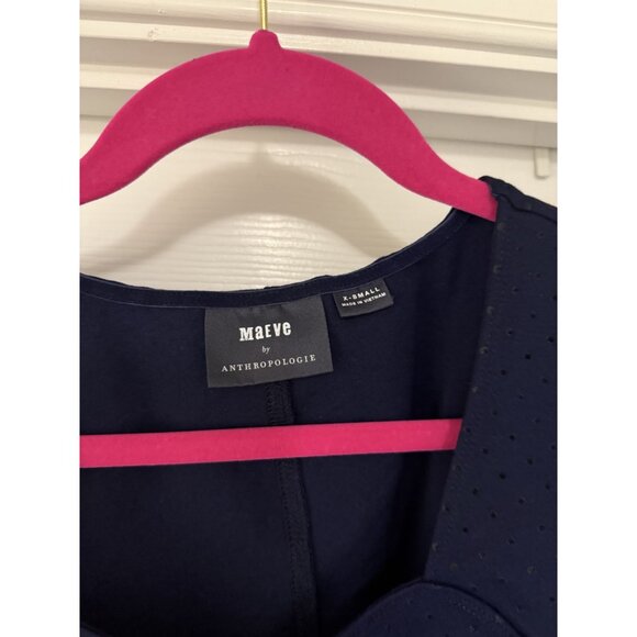 Anthropologie Maeve Women's Sevigny Blue Polka Dot Puff Sleeve Blouse Size XS - Picture 4 of 8